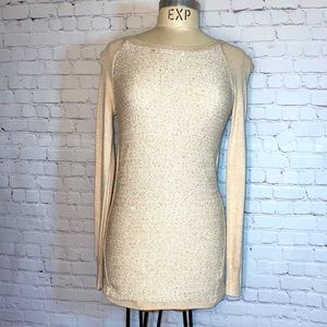 Cream sequined XS maternity tunic sweater LizLange
